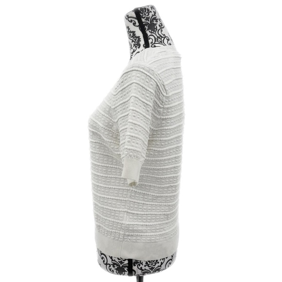 Rebecca Taylor Tech Lace Sweater White Textured Short Sleeve Crewneck Pullover - Picture 9 of 16